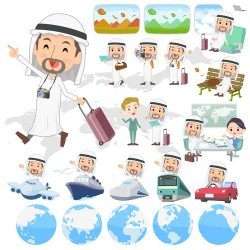 Cartoon Arab man travel vector