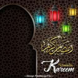 Colorful lamp Ramadan Kareem vector greeting card vector