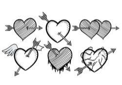 Black and White Arrow Through Heart Vector