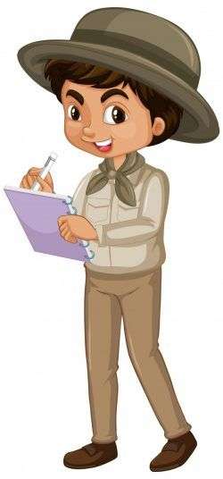 Boy in safari outfit on white