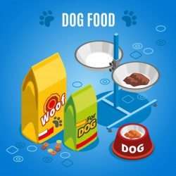 Dog food isometric composition