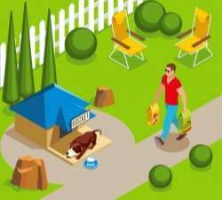Dog ordinary life isometric illustration