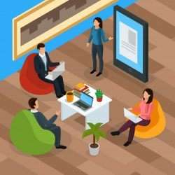 E-learning characters isometric landing page
