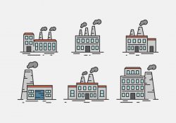 Factory Vector Illustrations In Outline Style