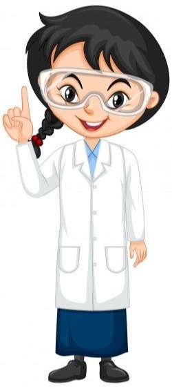 Girl in science gown on white