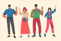 Illustration concept with people waving hand