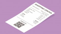 Isometric shop receipt, paper payment bill