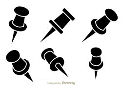 Push Pin Black Icons