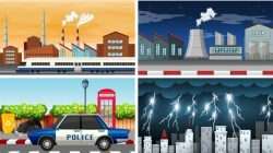 Set of polluted scenes