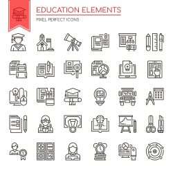 Set of Black and White Thin Line Multimedia Elements
