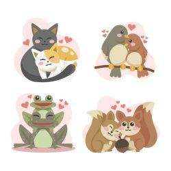 Valentine’s day animal couple in flat design