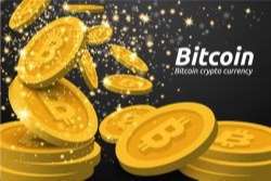 Golden Bitcoin symbols background