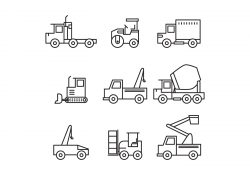 Set Of Construction Trucks Icons