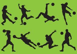 Woman And Man Soccer Silhouettes