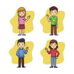 Young people waving hand set