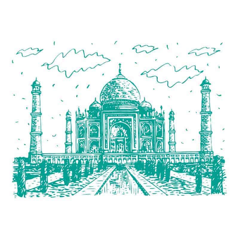 Colorful Taj Mahal Scenic Vector Materials