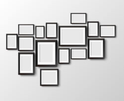 Black photo frame photo wall vector