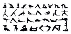 Black Silhouettes of People Doing Yoga