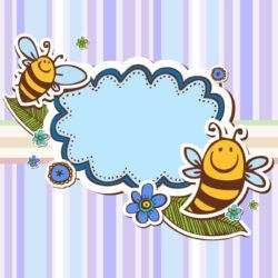 Cartoon bee scissors vector with language box