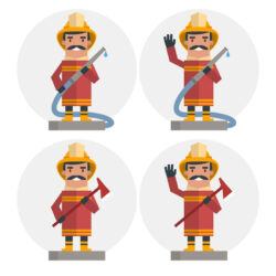 4 cartoon firefighter