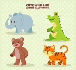 4 cartoon wild animals