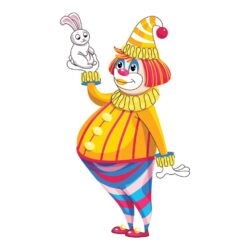 Clown with rabbit icon cartoon style