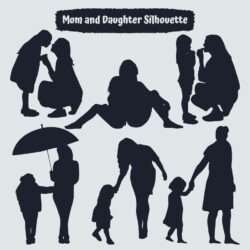 Collection of mom and Daughter silhouettes