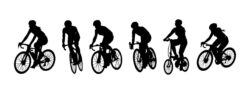Collection silhouette of people use bicycle