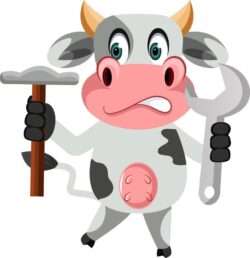Cow with hammer vector