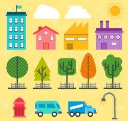 Creative street architecture and tree vector