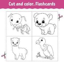 Cut and color – Flashcard Set vector