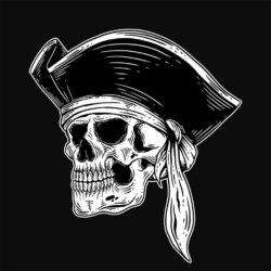 Dark Art Skull pirates captain Skeleton vector
