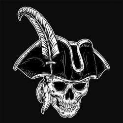 Dark Art Skull pirates captain Skeleton Vintage illustration