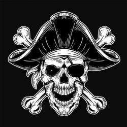 Dark Art Skull pirates captain Skeleton Vintage illustration