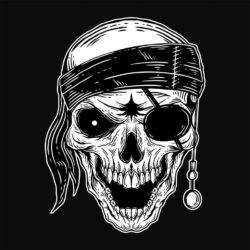 Dark Art Skull pirates captain Skeleton Vintage illustration