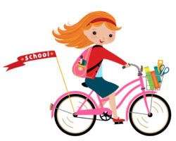 Female students riding bicycles