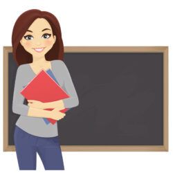 Female teachers holding teaching cases