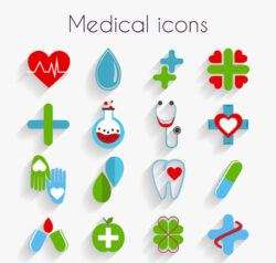 16 fine flat medical icon