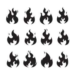 Fire silhouettes set