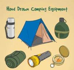 Hand Drawn camping equipment