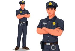 Male police officer standing set