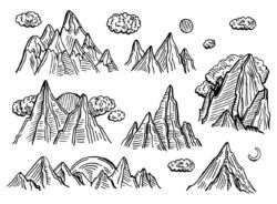 Mountain set isolated on white backgroundzy