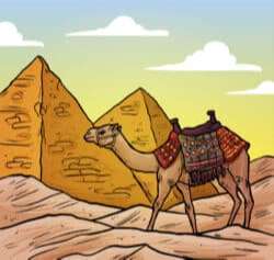 Painted Egyptian Pyramid and Camel Vector