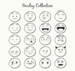Pencil hand-painted round face expression