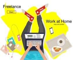 Person sit with laptop – Work at Home