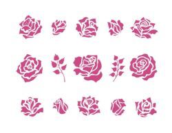 Pink Silhouettes Of Roses and Twigs