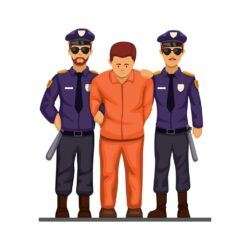 Police handcuff criminal man