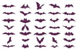 Set of Halloween bats silhouettes