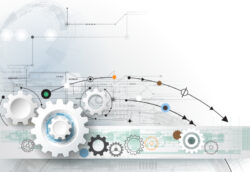 Silver gear group technology background vector