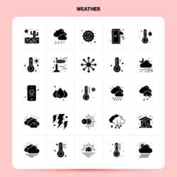 Solid 25 Weather Icon set Vector Glyph Style